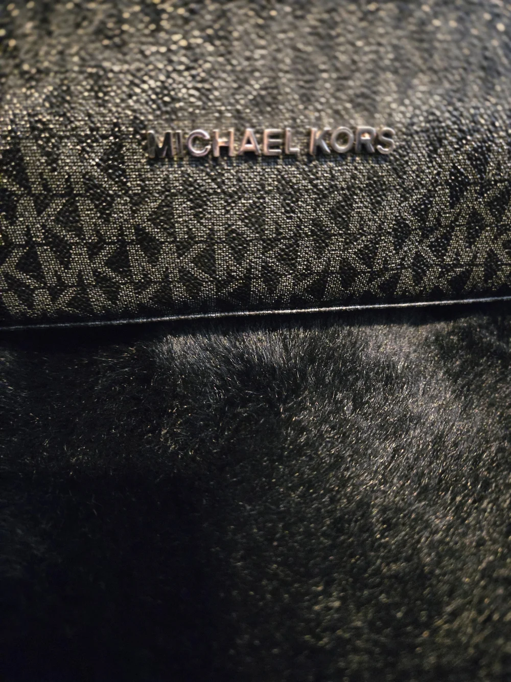 Michael Kors Black MK Logo Chain-Accent Hobo Bag